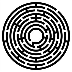 Round Maze Isolated on White Background. Circle Labyrinth