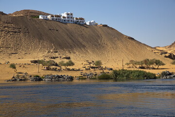 Landscape at Nile in Aswan, Egypt, Africa  

