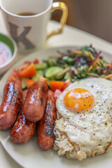 grilled sausages with vegetables