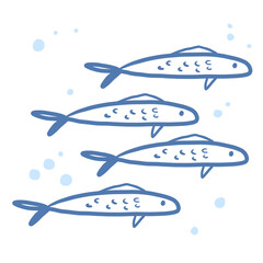 School of fish cute illustration