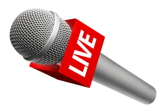 Wireless microphone with a sign "LIVE", cut out