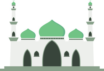 Simple modern minimalist islamic mosque building flat vector illustration. Suitable for Diagrams, Map, Infographics, Illustration, and ramadan greeting cards
