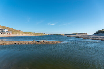 Lagune am Strand von Schoorl - Camperduin. Provinz Nordholland in den Niederlanden