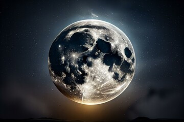 beautiful moon in the sky, full moon, bright moon, shiny moon, AI Generated