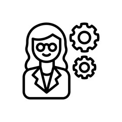 Woman HR Manager icon in vector. Logotype
