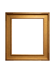 Vintage golden wood frame isolated on white background