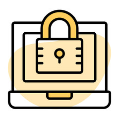 Padlock with laptop denoting vector of laptop security, premium icon