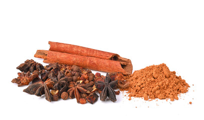 Heap of Chinese Five-spice on white background.top view
