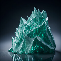Green Mineral Aventurine Crystal Structure on Dark Background. Generative AI