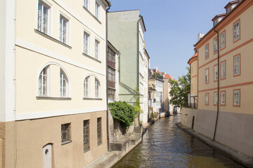 Fototapeta na wymiar Beautiful view of the Chertovka River in Prague, Czech Republic