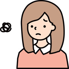 不満を持つ女性のシンプルなアイコン