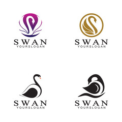 Swan logo icon design template- vector illustration