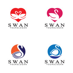 Swan logo icon design template- vector illustration