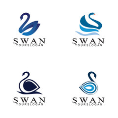 Swan logo icon design template- vector illustration