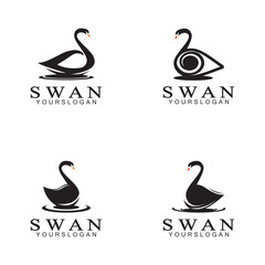 Swan logo icon design template- vector illustration