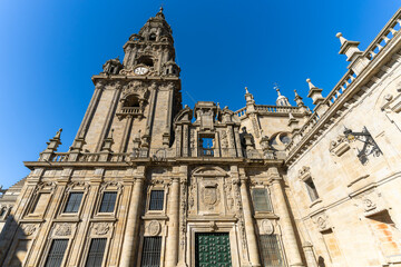 Fototapeta na wymiar View of the cathedral of Santiago de Compostela in the province of A Coruna, in Galicia, Spain.