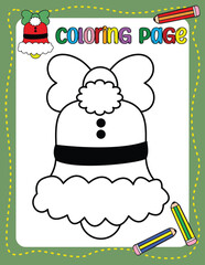 Christmas Bell. Christmas coloring page for kids. Activity Book.
