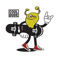 Vector illustration cartoon character skateboarding. Vector design for apparel prints, posters and other uses.
