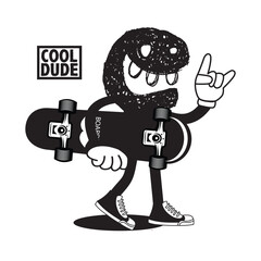 Vector illustration cartoon character skateboarding. Vector design for apparel prints, posters and other uses.