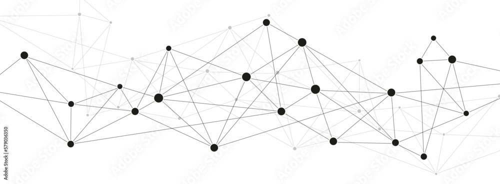 Aufkleber Abstract network polygonal system connect lines and dots background template.
