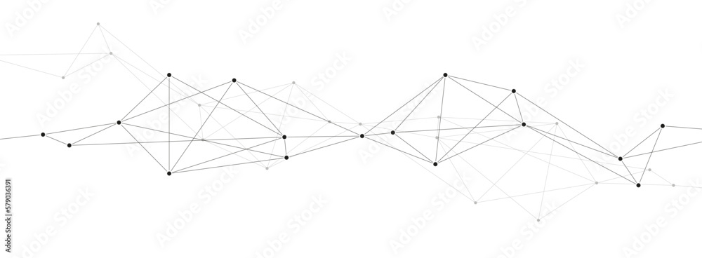 Poster System network polygonal system connect lines and dots background template.