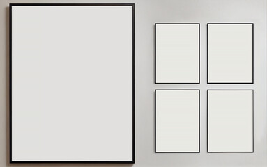Composition of empty frame on wall, mokup, AI generated