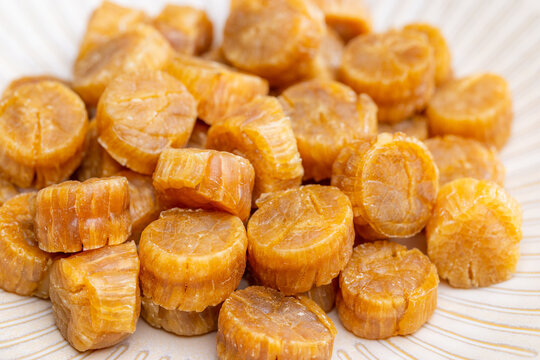 A heap of dried scallops