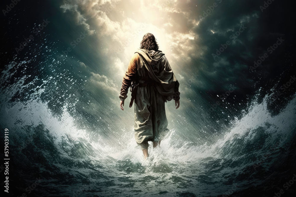 Wall mural The Miracle of Walking on Water: A Biblical Account of Jesus' Power