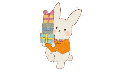 Fototapeta na wymiar プレゼントを運ぶウサギ(jpg)