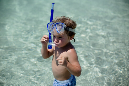 Little boy snorkelling in the ocean
