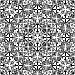 Fototapeta premium Decorative seamless black floral pattern, classic art. Transparent background. Swatch is included.