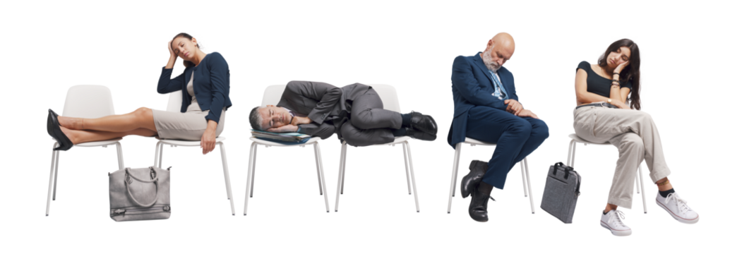 People falling asleep in the waiting room