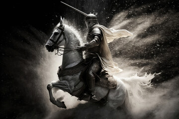 A knight on a white horse