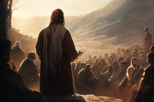 Jesus preaching on the mountain 