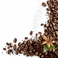 Obraz premium Coffee beans isolated on white background with copyspace for tea conception shape roasted fragrance morning breakfast powder Generative AI 