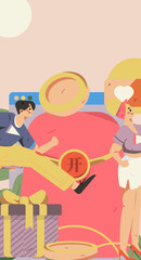 Festive Shopping E-Commerce Online Shopping People Flat Vector Concept Operation Hand Drawn Illustration
