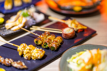 Japanese restaurant with lots of different grilled Skewer