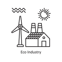 ECO Industry Vector Outline Icon Design illustration. Ecology Symbol on White background EPS 10 File