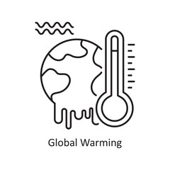 Global Warming Vector Outline Icon Design illustration. Ecology Symbol on White background EPS 10 File