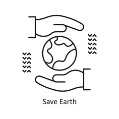 Save Earth Vector Outline Icon Design illustration. Ecology Symbol on White background EPS 10 File