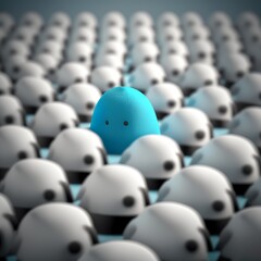 Obraz premium Liadership, difference and standing out of crowd concept. 3D rendered illustration we are not all the same alone otherness you don't go with the crowd different progressing cuckoo egg Generative AI 