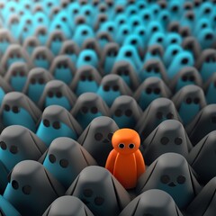 Liadership, difference and standing out of crowd concept. 3D rendered illustration we are not all the same alone otherness you don't go with the crowd different progressing cuckoo egg 
 Generative AI 