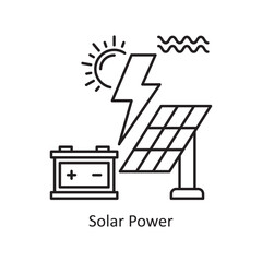 Solar Power Vector Outline Icon Design illustration. Ecology Symbol on White background EPS 10 File