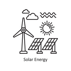 Solar Energy Vector Outline Icon Design illustration. Ecology Symbol on White background EPS 10 File