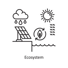 Ecosystem Vector Outline Icon Design illustration. Ecology Symbol on White background EPS 10 File