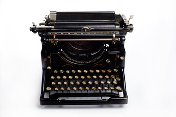 antique mechanical typewriter, isolated