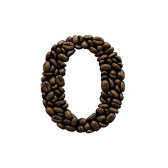 Number 0 coffee bean font lettering.