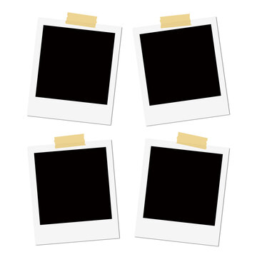 Four Isolated Polaroid Frames With Tape