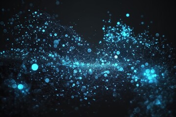Abstract dark blue and white with glowing particle on dark background. Generative AI 