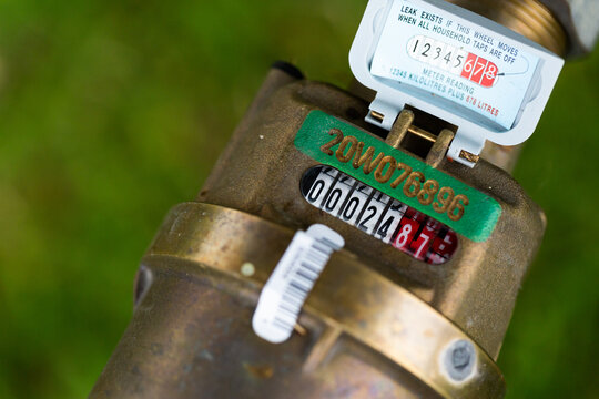 Close up of water meter for tracking household water usage